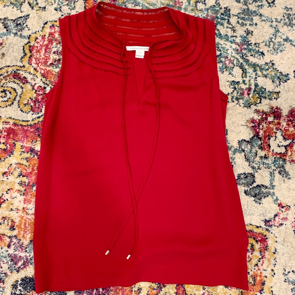 DVF sleeveless blouse, red, 0